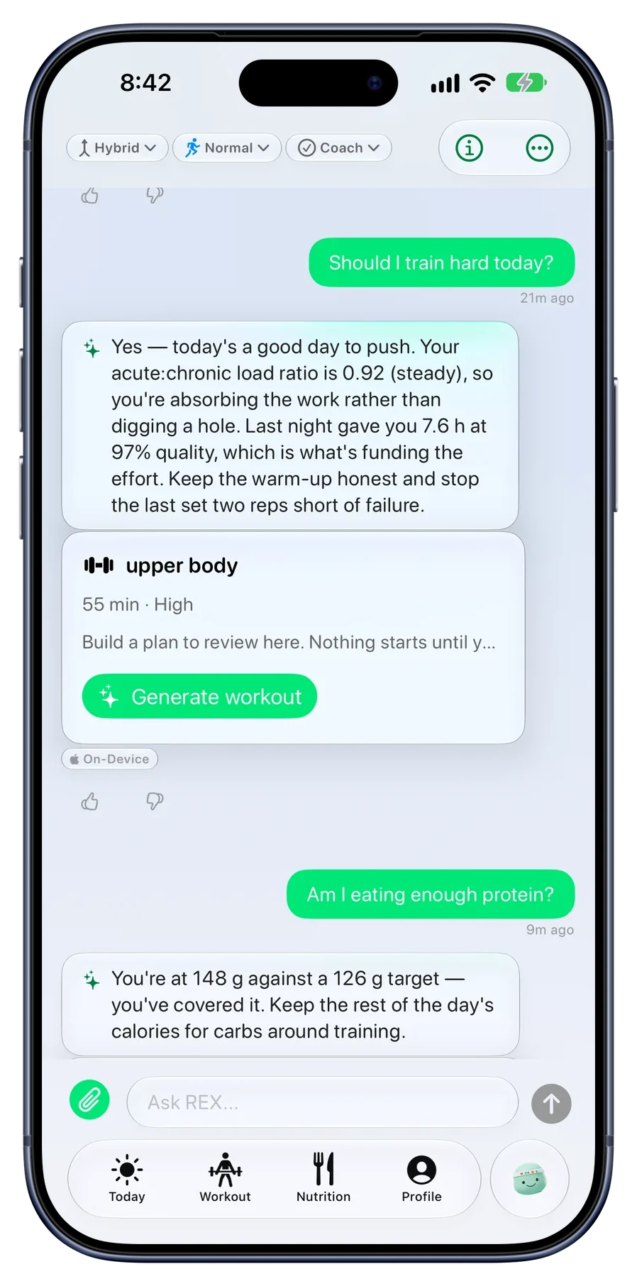 A conversation with REX about training load and protein